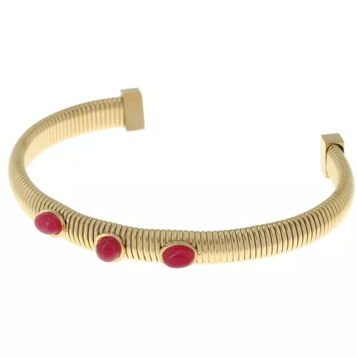 160mm 304L Stainless steel Adjustable Bracelet - Red Agate - Gold x1