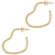 28x23mm 304L stainless steel Heart-shaped hoop earrings - Diamond effect - Gold x2|raw }}