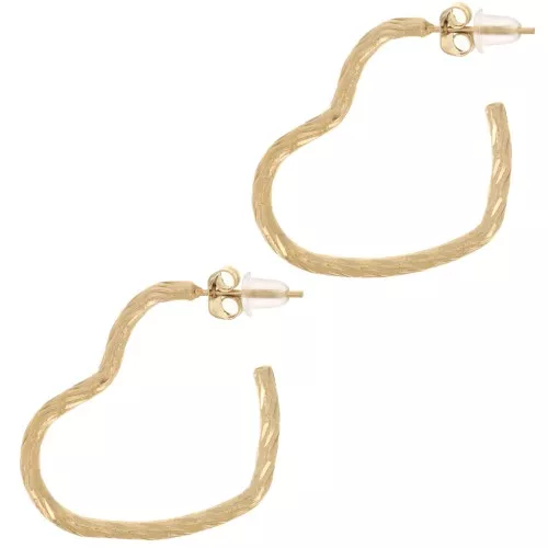 28x23mm 304L stainless steel Heart-shaped hoop earrings - Diamond effect - Gold x2