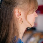 28x23mm 304L stainless steel Heart-shaped hoop earrings - Diamond effect - Gold x2