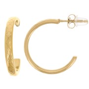 21mm Stainless steel 316L Wide open hoop earrings - braided effect - Gold x2