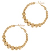 32mm 304L stainless steel round hoop earrings with bead - Gold x2|raw }}