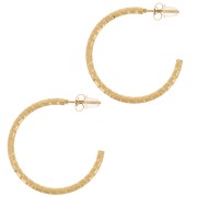 30mm Stainless steel 316L Hammered-effect round open hoops - Gold x2
