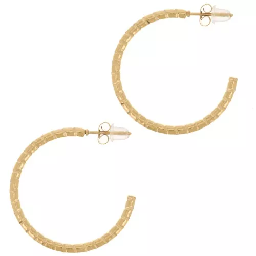 30mm Stainless steel 316L Hammered-effect round open hoops - Gold x2