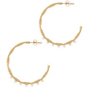 38mmStainless steel 316L bamboo effect hoop earrings with 7 closed rings - Gold x2|raw }}