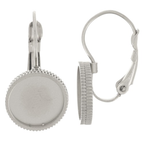 22mm 316L stainless steel leverback earrings for 10mm cabochon x2