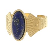 Stainless steel 316L Ethnic ring - dyed Lapis Lazuli S.52-58 - Gold x1|raw }}