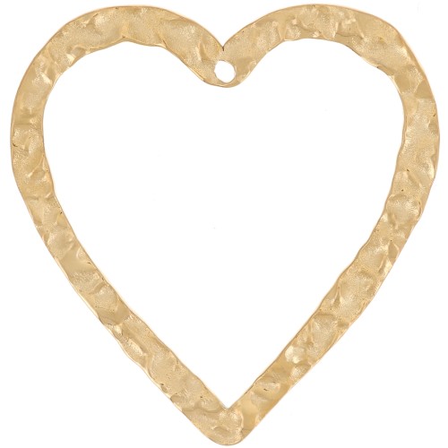 27x26mm 316L stainless steel Hammered hollow heart pendants - Gold x2