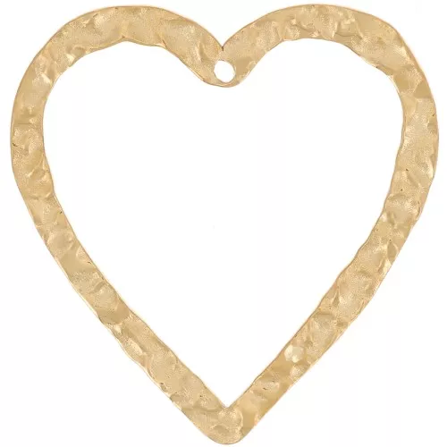 27x26mm 316L stainless steel Hammered hollow heart pendants - Gold x2