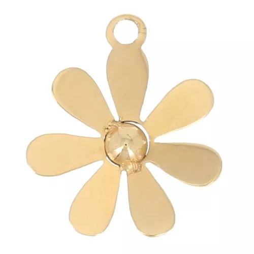 9mm 316L stainless steel Flower charm - Gold x1
