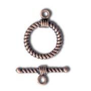 Spiral shaped toggle clasp 16mm Old copper tone x1|raw }}
