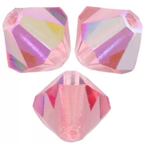 5mm Preciosa Bicone Beads - Rondelle Bead - Rose Peach AB x12