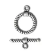Spiral shaped toggle clasp 16mm Antique silver tone x1