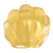 15mm Murano shell bead - crystal and gold leaf x1