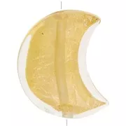 17x13.5mm Murano moon bead - crystal and gold leaf x1