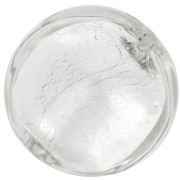 15mm Round Murano bead - crystal and silver leaf x1