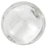 15mm Round Murano bead - crystal and silver leaf x1