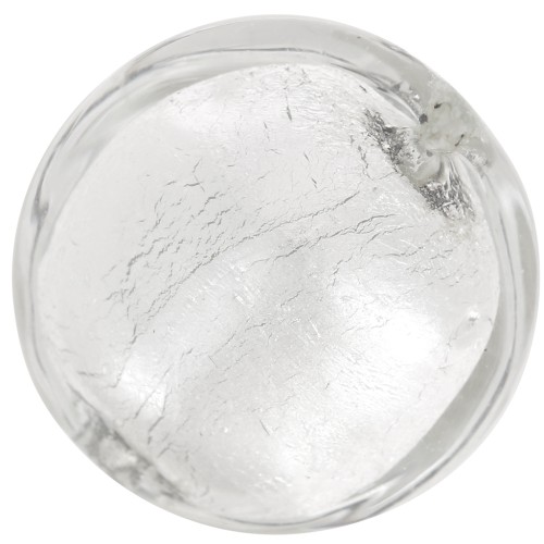 15mm Round Murano bead - crystal and silver leaf x1