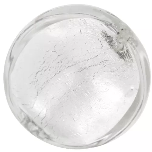 15mm Round Murano bead - crystal and silver leaf x1