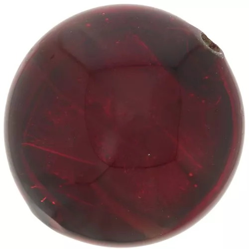 15mm Round Murano bead - Ruby and silver leaf x1