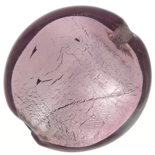 15mm Round Murano bead - Light Amethyst and silver leaf x1