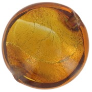 15mm Round Murano bead - Topaz and silver leaf x1