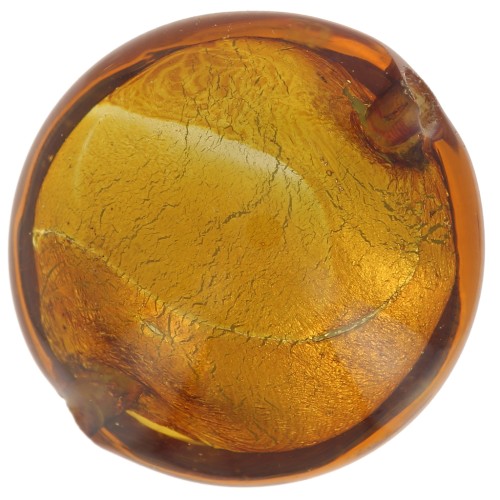 15mm Round Murano bead - Topaz and silver leaf x1