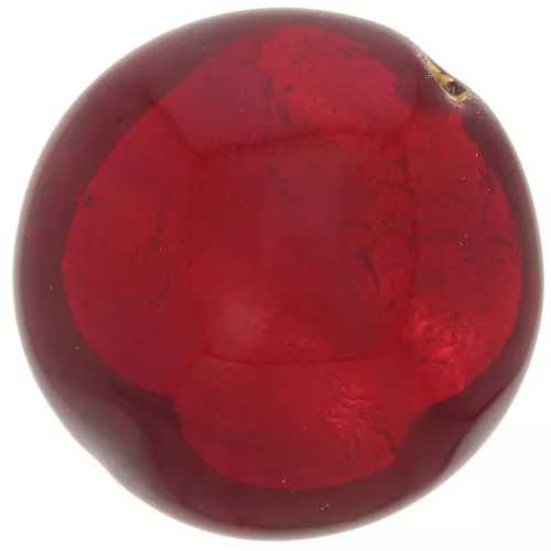 15mm Round Murano bead - Rubino and gold leaf x1