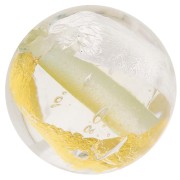 10mm Round Murano bead - Crystal - gold leaf and silver leaf x1|raw }}