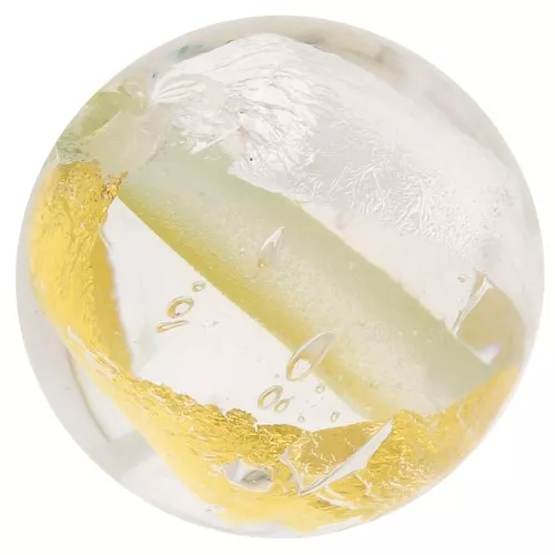 10mm Round Murano bead - Crystal - gold leaf and silver leaf x1