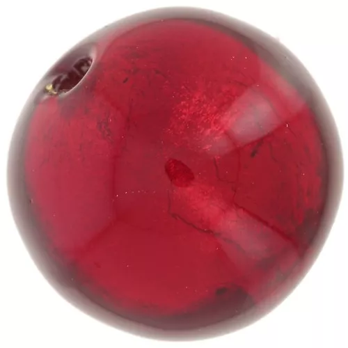10mm Round Murano bead - Rubino and gold leaf x1