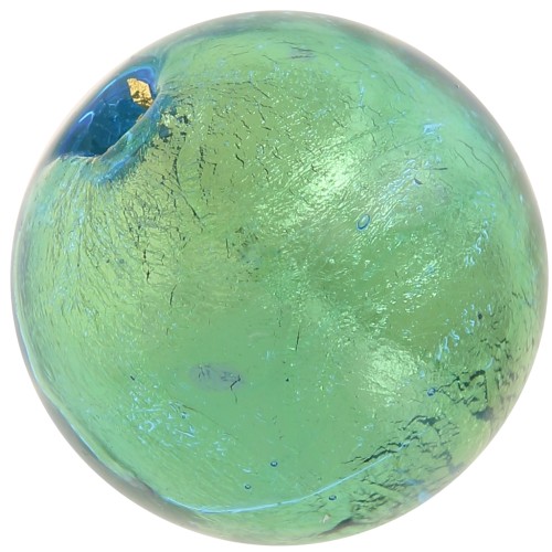 10mm Round Murano bead - Aquamarine and gold leaf x1