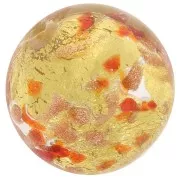 10mm Round Murano bead - Mottled red and gold leaf x1