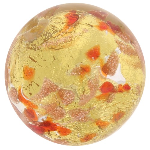 10mm Round Murano bead - Mottled red and gold leaf x1
