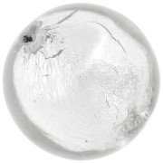 10mm Round Murano bead - Crystal and silver leaf x1|raw }}