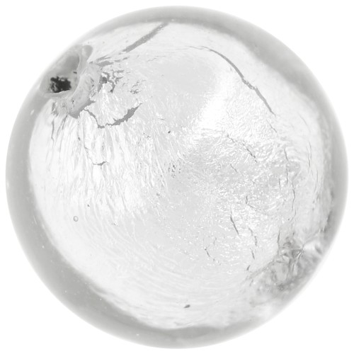 10mm Round Murano bead - Crystal and silver leaf x1