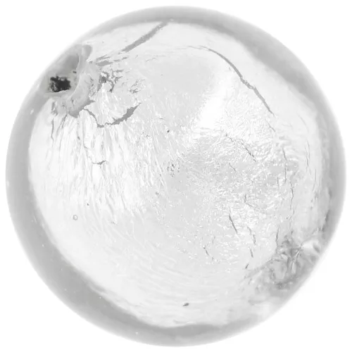 10mm Round Murano bead - Crystal and silver leaf x1