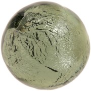 10mm Round Murano bead - Dark Diamond and silver leaf x1