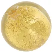8mm Round Murano bead - Crystal and gold leaf x1