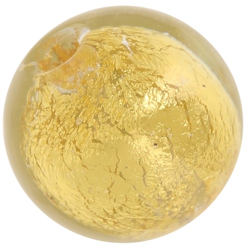 8mm Round Murano bead - Crystal and gold leaf x1