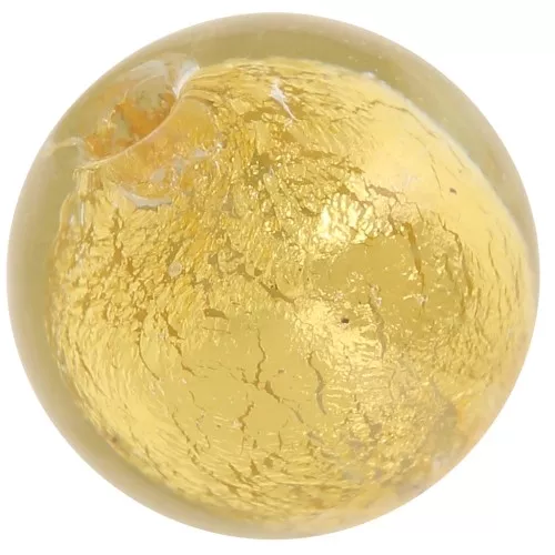 8mm Round Murano bead - Crystal and gold leaf x1