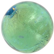 8mm Round Murano bead - Aquamarine and gold leaf x1|raw }}