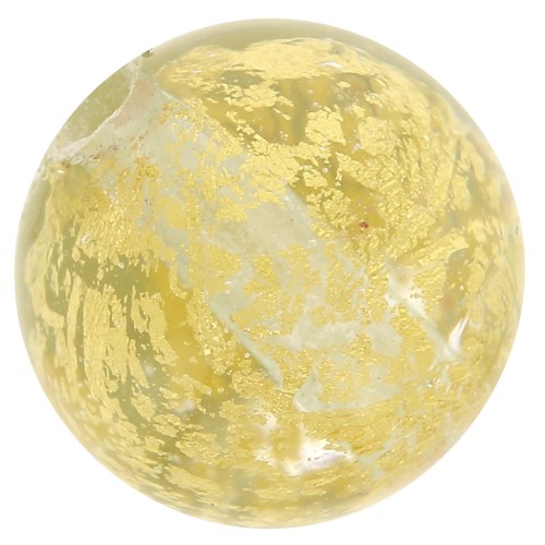 8mm Round Murano bead - Galaxy - Crystal and gold leaf x1