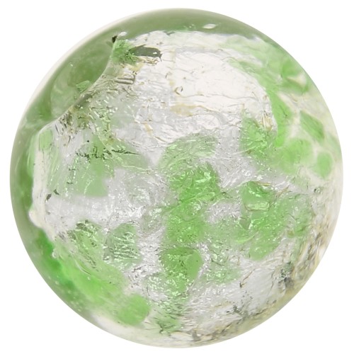 8mm Round Murano bead - Mottled Emerald and silver leaf x1