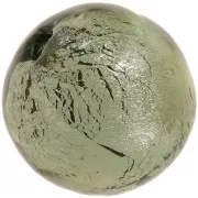 8mm Round Murano bead - Dark Diamond and silver leaf x1
