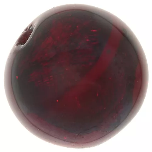 6mm Round Murano bead - Ruby and silver leaf x1