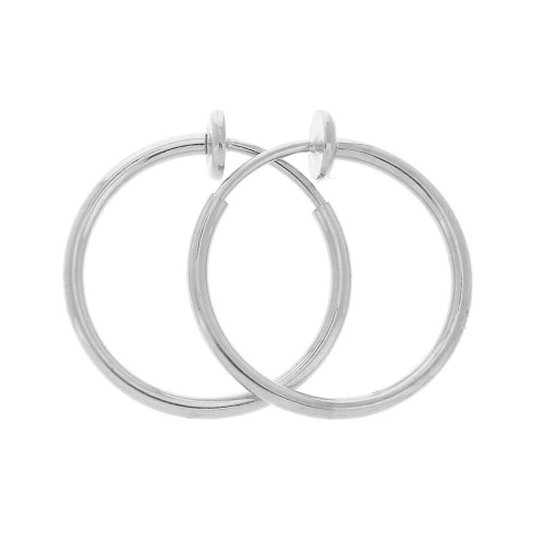 20mm Mini hoop clips - For non-pierced ears - Silver Tone x2