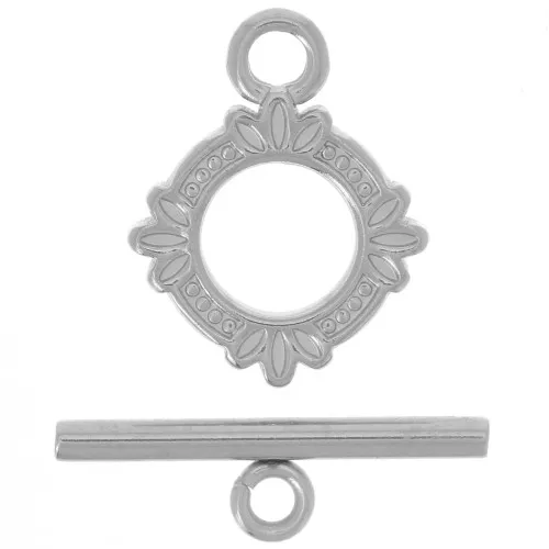 14mm 316L stainless steel Worked T clasp for bracelet or necklace x1