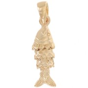 19x6mm Articulated fish pendant with closed ring - 3-micron gold-plated x1|raw }}
