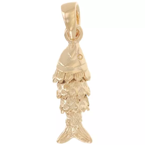 19x6mm Articulated fish pendant with closed ring - 3-micron gold-plated x1